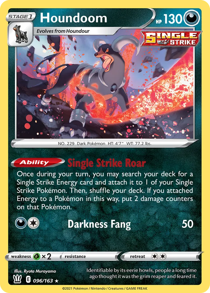 Sword & Shield—Battle Styles 영어판 Houndoom 96 카드 앞면