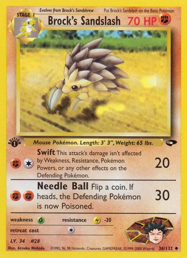 Gym Challenge 영어판 Brock's Sandslash 36 카드 앞면