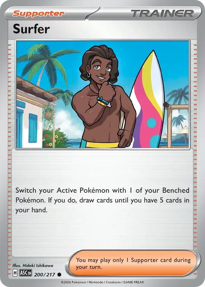 Mega Evolution—Ascended Heroes 영어판 Surfer 200 카드 앞면