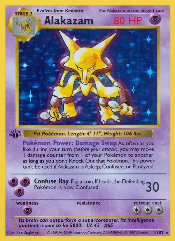 Front of Alakazam 1, Base Set English
