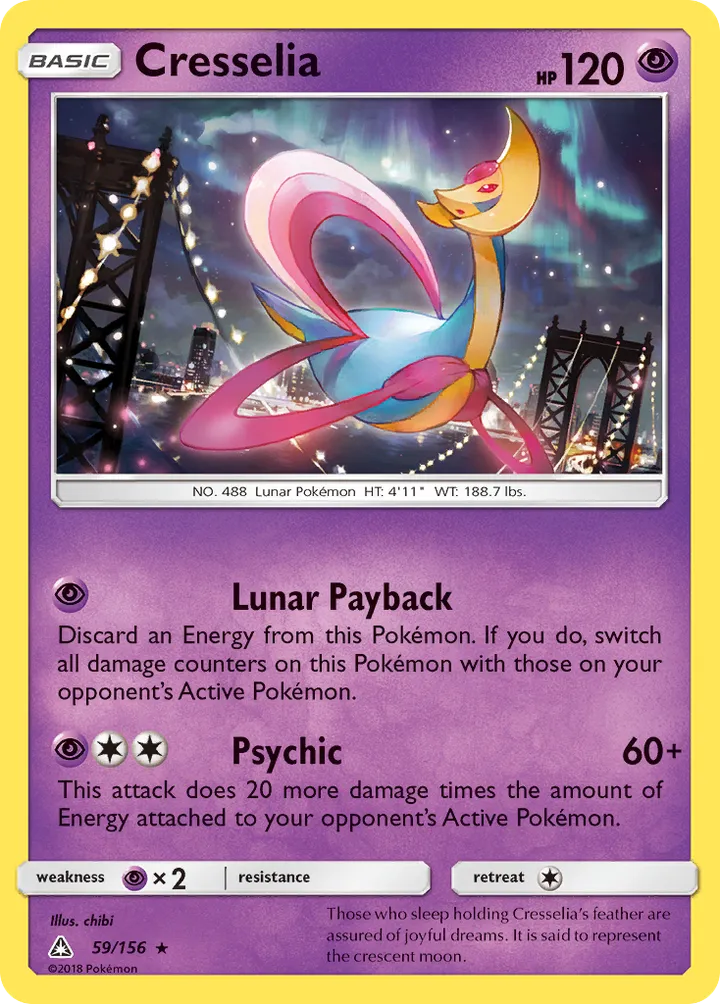 Sun & Moon—Ultra Prism 英語版 Cresselia 59 カード表面