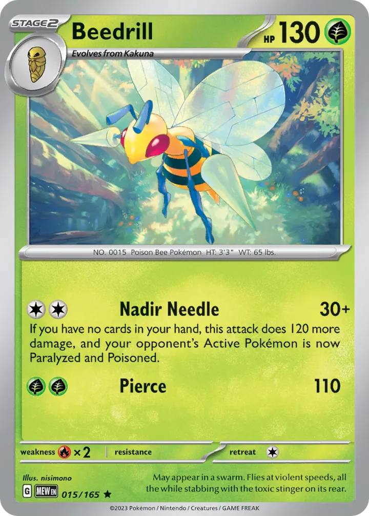 Scarlet & Violet—151 영어판 Beedrill 15 카드 앞면
