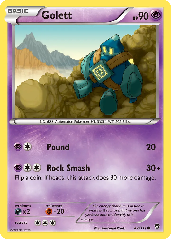 XY—Furious Fists 英語版 Golett 42 カード表面