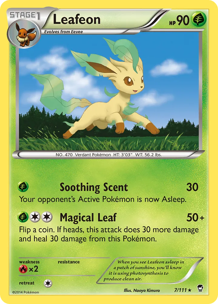 XY—Furious Fists 英語版 Leafeon 7 カード表面
