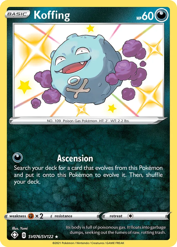 Shining Fates 영어판 Koffing SV076 카드 앞면
