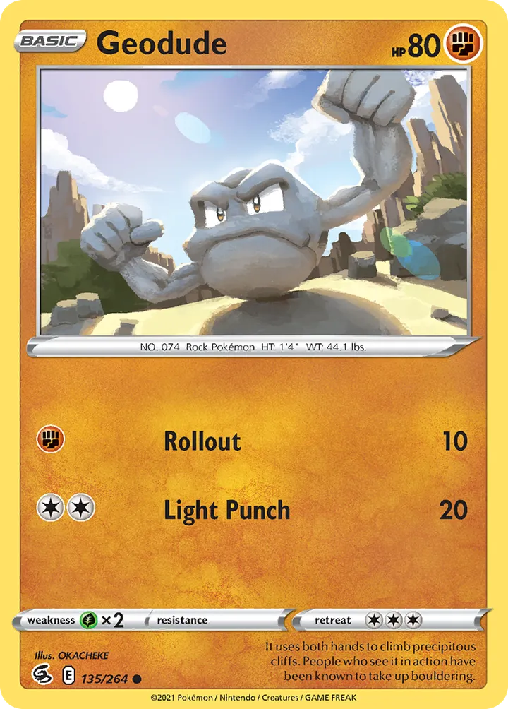 Sword & Shield—Fusion Strike 영어판 Geodude 135 카드 앞면