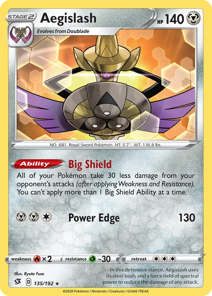 Sword & Shield—Rebel Clash 영어판 Aegislash 135 카드 앞면