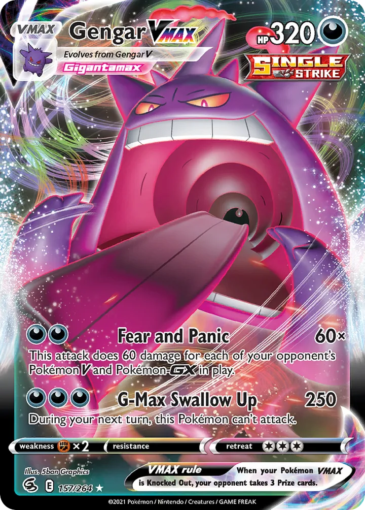 Sword & Shield—Fusion Strike 영어판 Gengar VMAX 157 카드 앞면