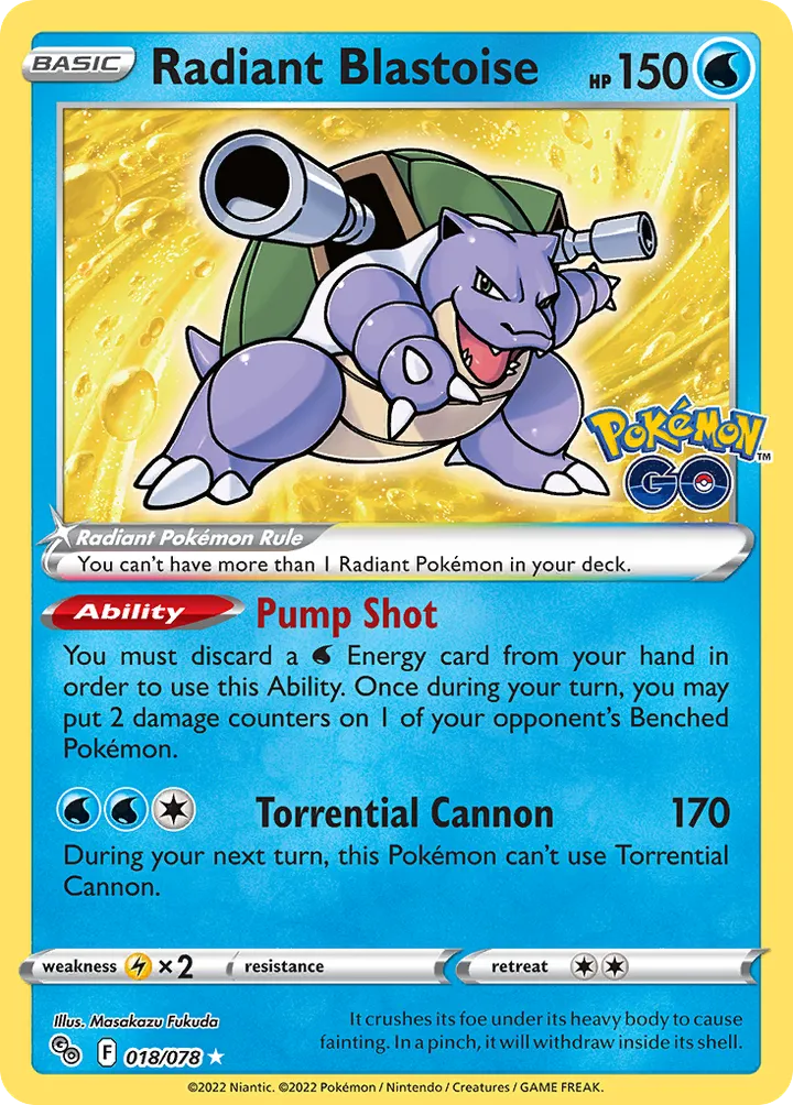 Pokémon TCG: Pokémon GO 영어판 Radiant Blastoise 18 카드 앞면