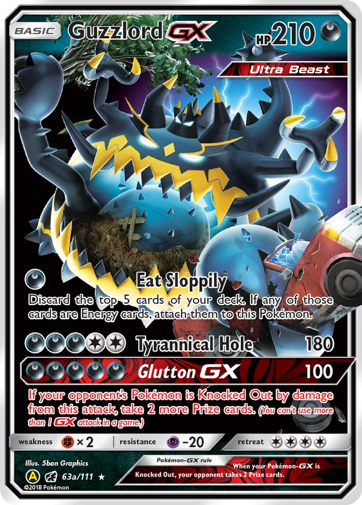 Sun & Moon—Crimson Invasion 영어판 Guzzlord-GX 63a 카드 앞면