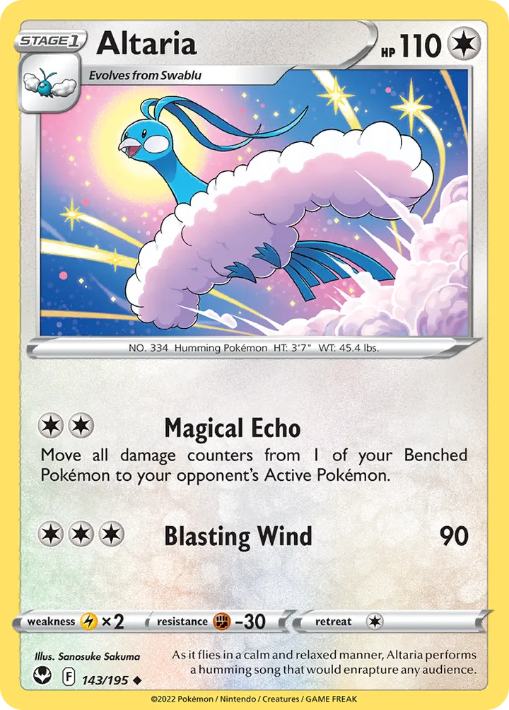 Sword & Shield—Silver Tempest 영어판 Altaria 143 카드 앞면