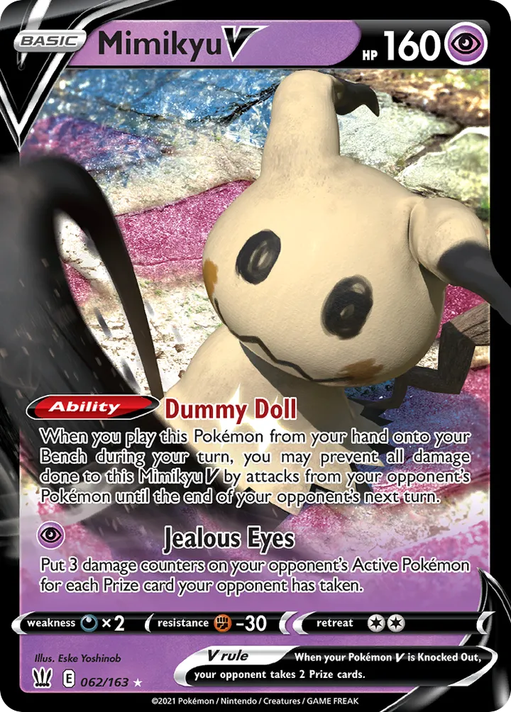 Sword & Shield—Battle Styles 영어판 Mimikyu V 62 카드 앞면