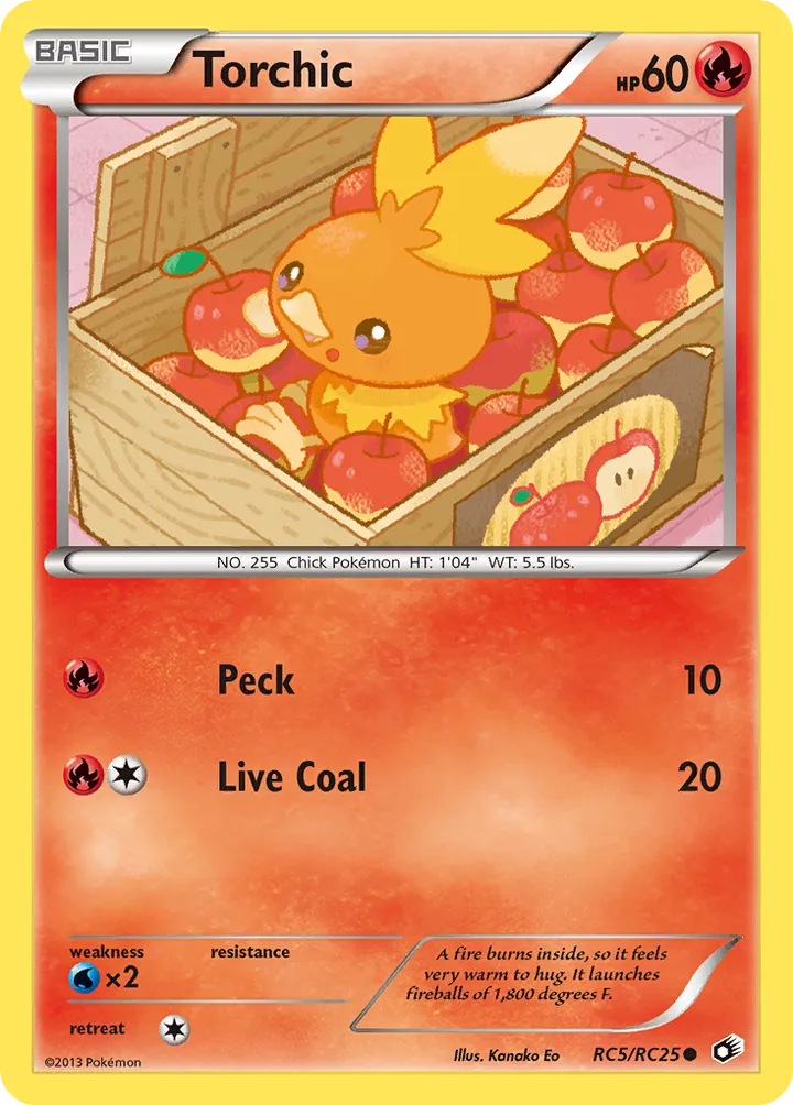 Black & White—Legendary Treasures 영어판 Torchic RC5 카드 앞면
