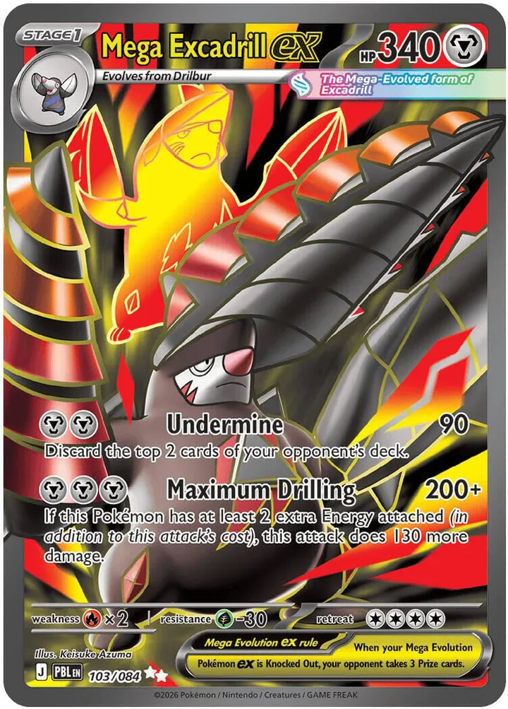 Mega Evolution—Pitch Black 영어판 Mega Excadrill ex 103 카드 앞면