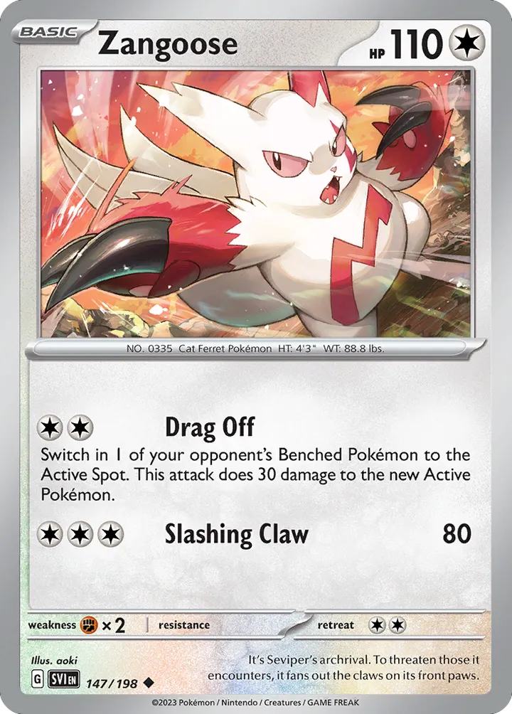 Scarlet & Violet 영어판 Zangoose 147 카드 앞면