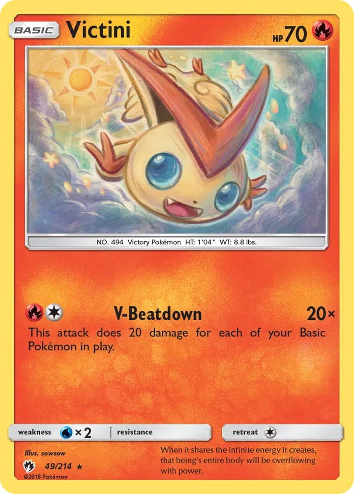 Sun & Moon—Lost Thunder 英語版 Victini 49 カード表面