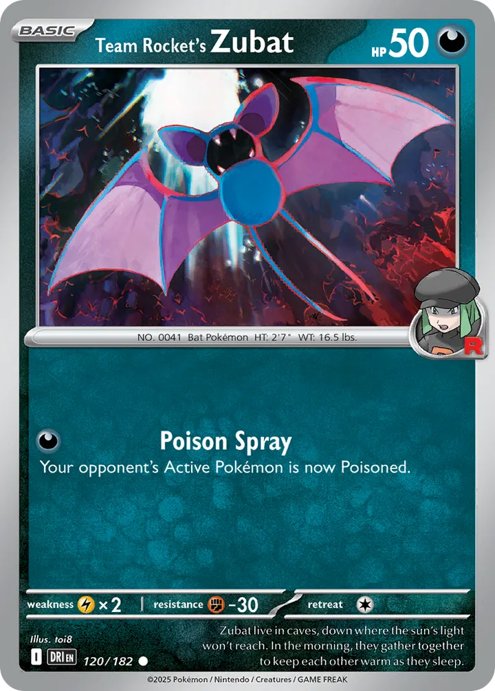 Scarlet & Violet—Destined Rivals 英語版 Team Rocket's Zubat 120 カード表面