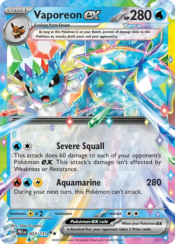 Scarlet & Violet—Prismatic Evolutions 英語版 Vaporeon ex 23 カード表面