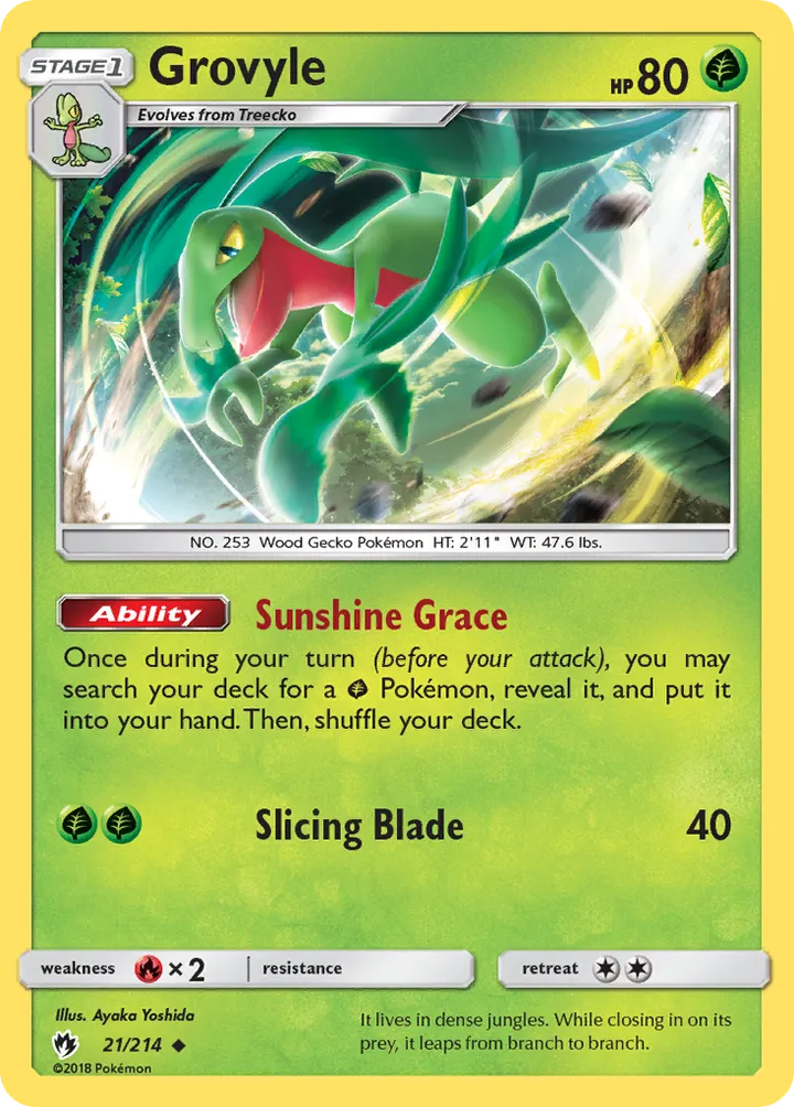 Sun & Moon—Lost Thunder 영어판 Grovyle 21 카드 앞면
