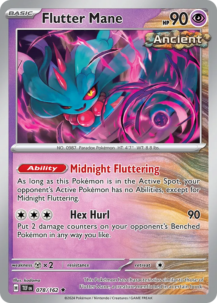 Front of Flutter Mane 78, Scarlet & Violet—Temporal Forces English