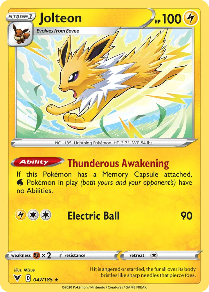Front of Jolteon 47, Sword & Shield—Vivid Voltage English