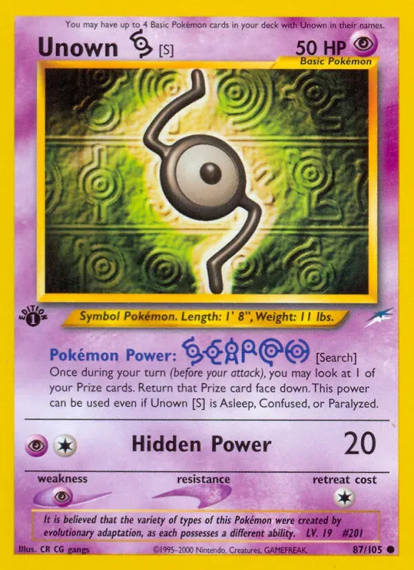 Neo Destiny 영어판 Unown [S] 87 카드 앞면