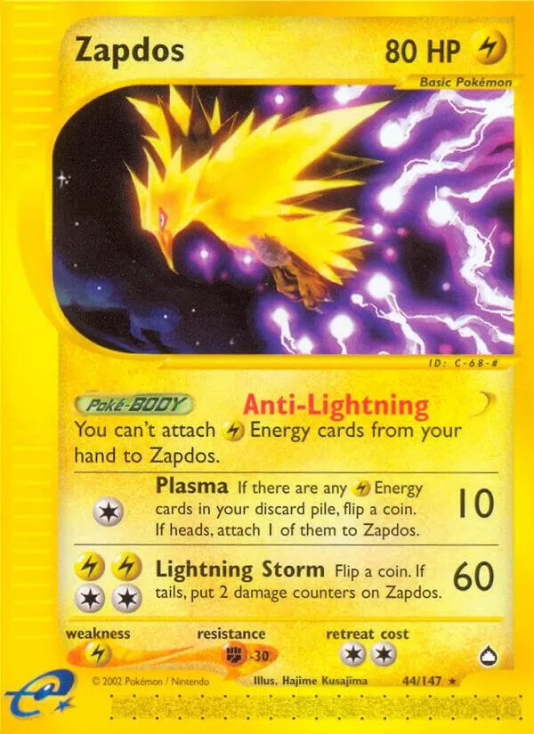 Aquapolis 英語版 Zapdos 44 カード表面