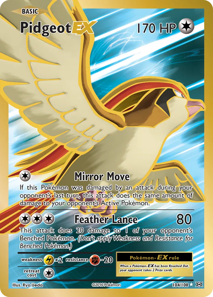 XY—Evolutions 영어판 Pidgeot-EX 104 카드 앞면