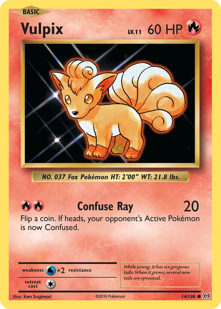 XY—Evolutions 영어판 Vulpix 14 카드 앞면