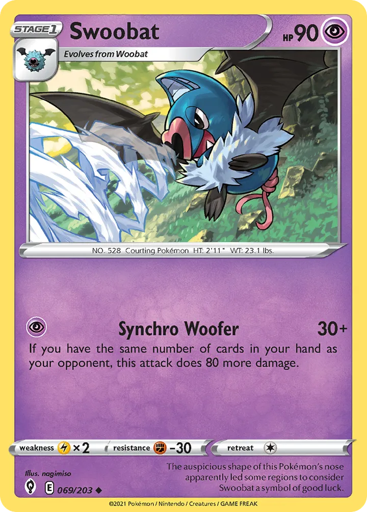 Sword & Shield—Evolving Skies 영어판 Swoobat 69 카드 앞면