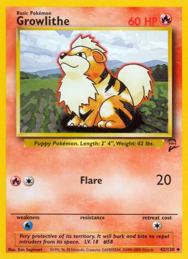 Base Set 2 英語版 Growlithe 42 カード表面
