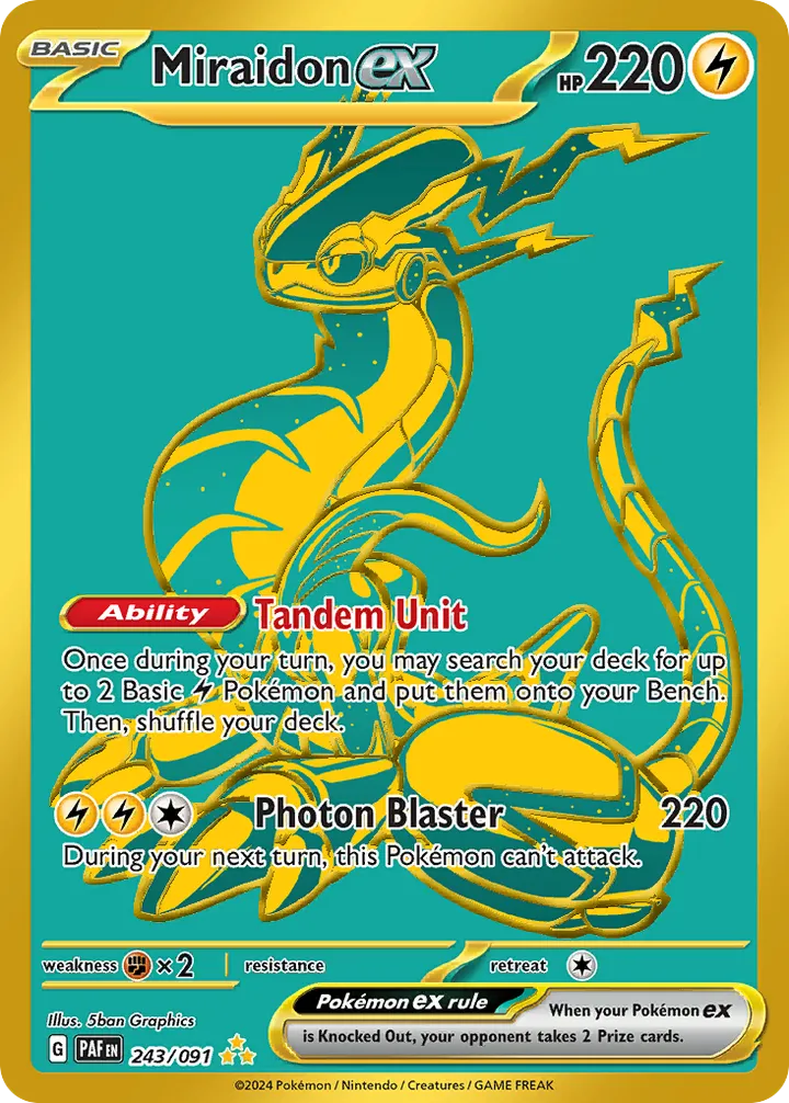 Front of Miraidon ex 243, Scarlet & Violet—Paldean Fates English