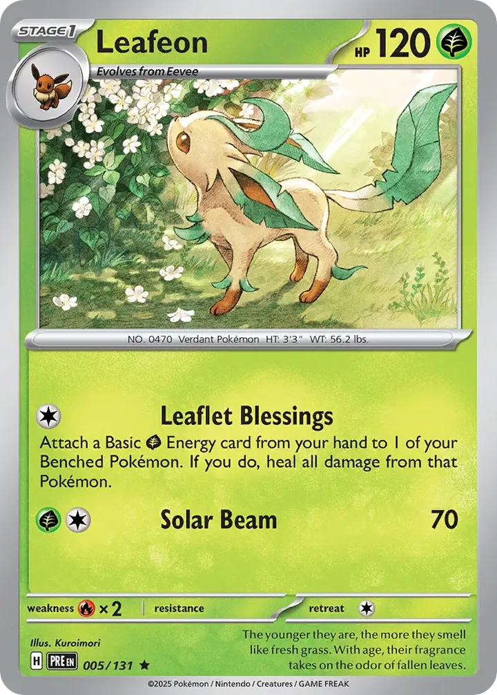 Scarlet & Violet—Prismatic Evolutions 英語版 Leafeon 5 カード表面