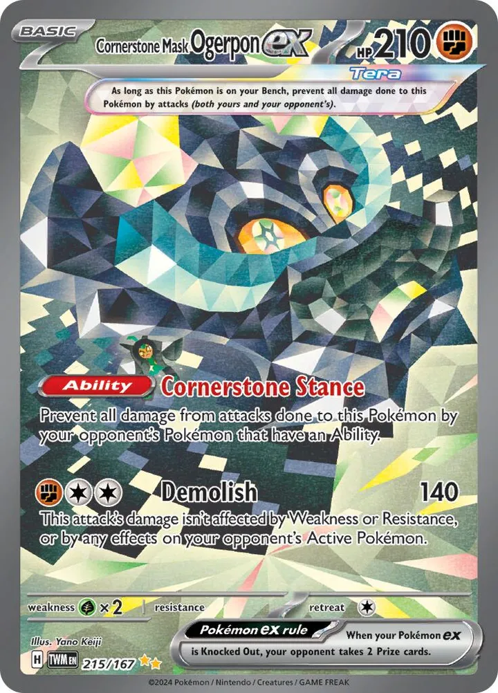 Scarlet & Violet—Twilight Masquerade 英語版 Cornerstone Mask Ogerpon ex 215 カード表面