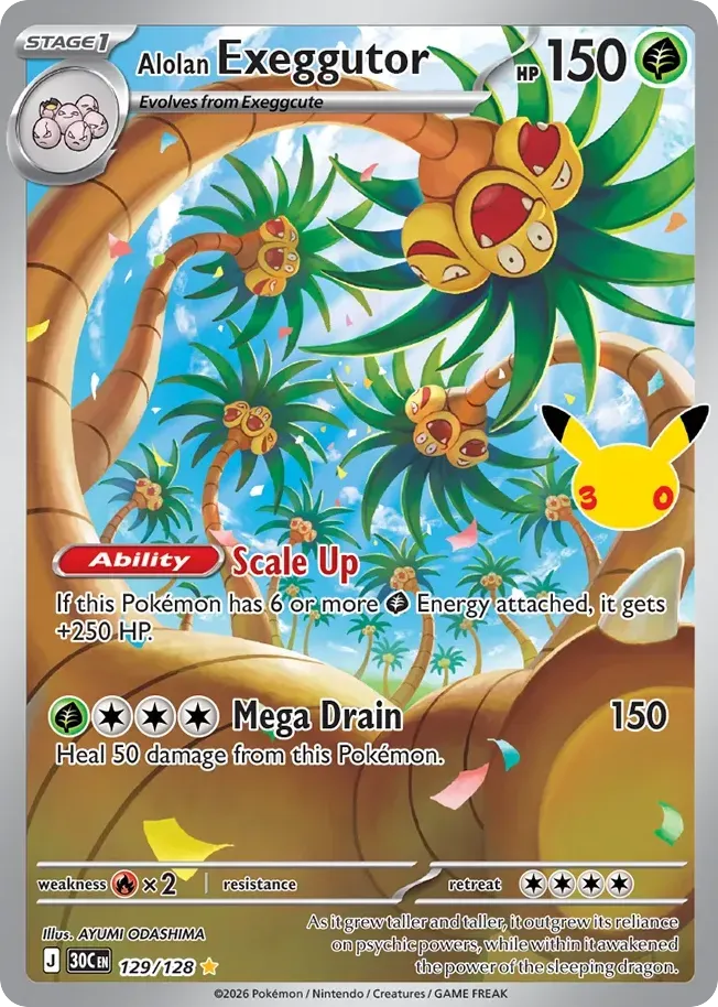 Pokémon TCG: 30th Celebration 英語版 Alolan Exeggutor 129 カード表面