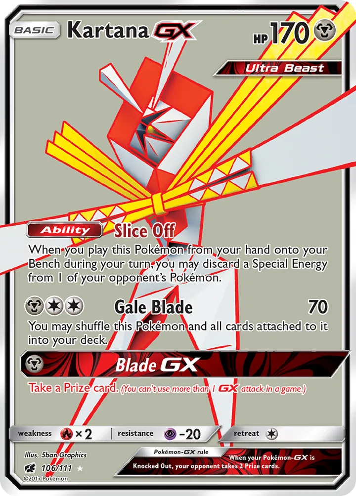 Sun & Moon—Crimson Invasion 영어판 Kartana-GX 106 카드 앞면