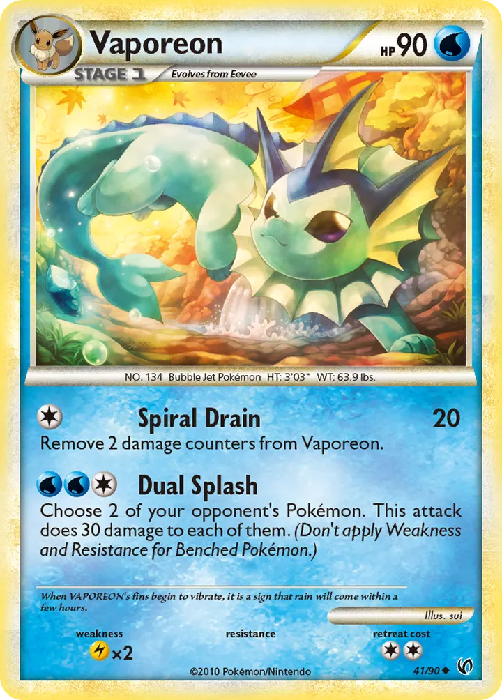 HS—Undaunted 영어판 Vaporeon 41 카드 앞면