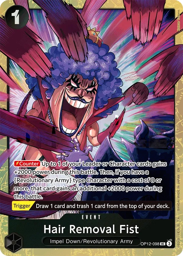 Legacy of the Master 英語版 Hair Removal Fist OP12-098 · パラレル カード表面