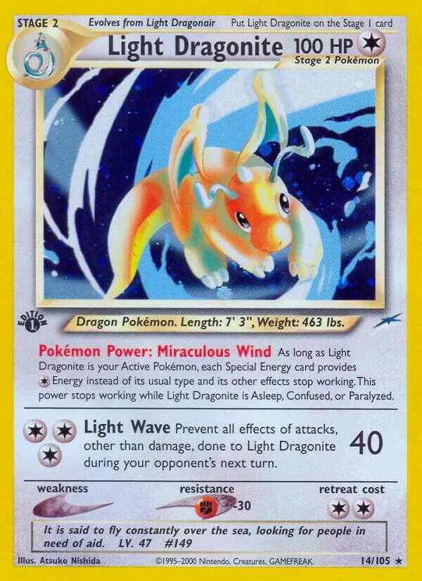 Neo Destiny 영어판 Light Dragonite 14 카드 앞면