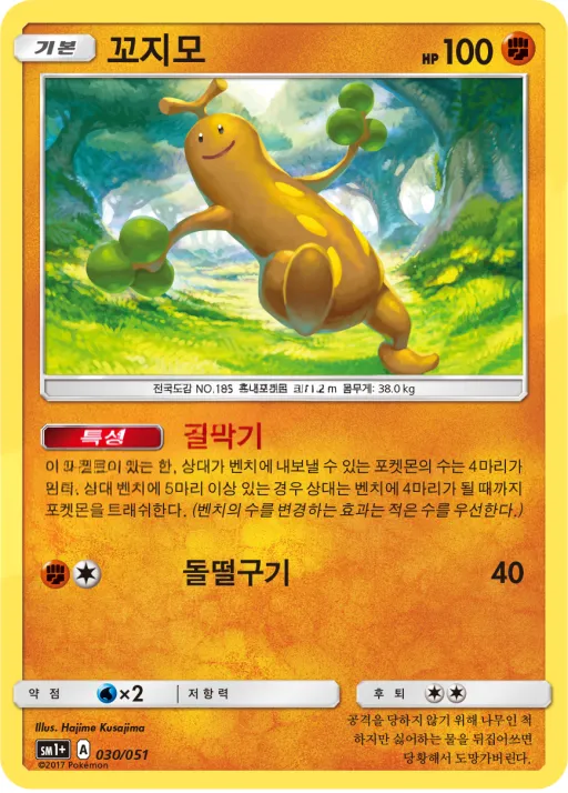 썬&문 韓国語版 꼬지모 30 カード表面