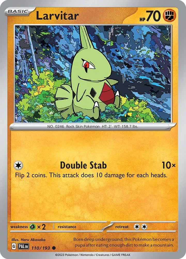 Front of Larvitar 110, Scarlet & Violet—Paldea Evolved English