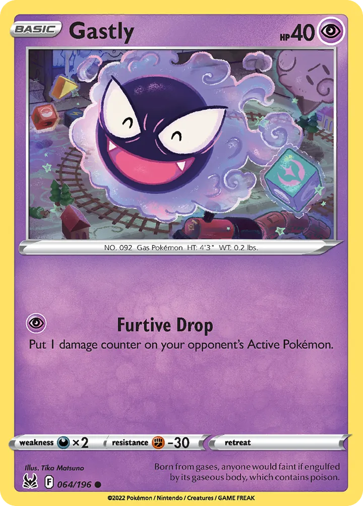 Sword & Shield—Lost Origin 영어판 Gastly 64 카드 앞면