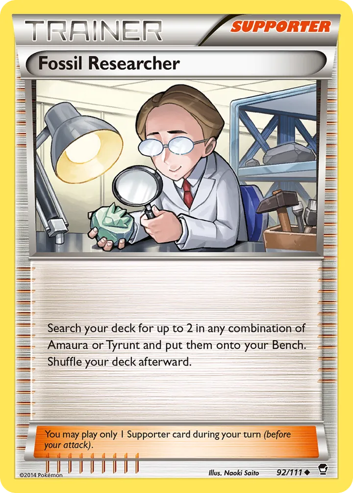 XY—Furious Fists 영어판 Fossil Researcher 92 카드 앞면
