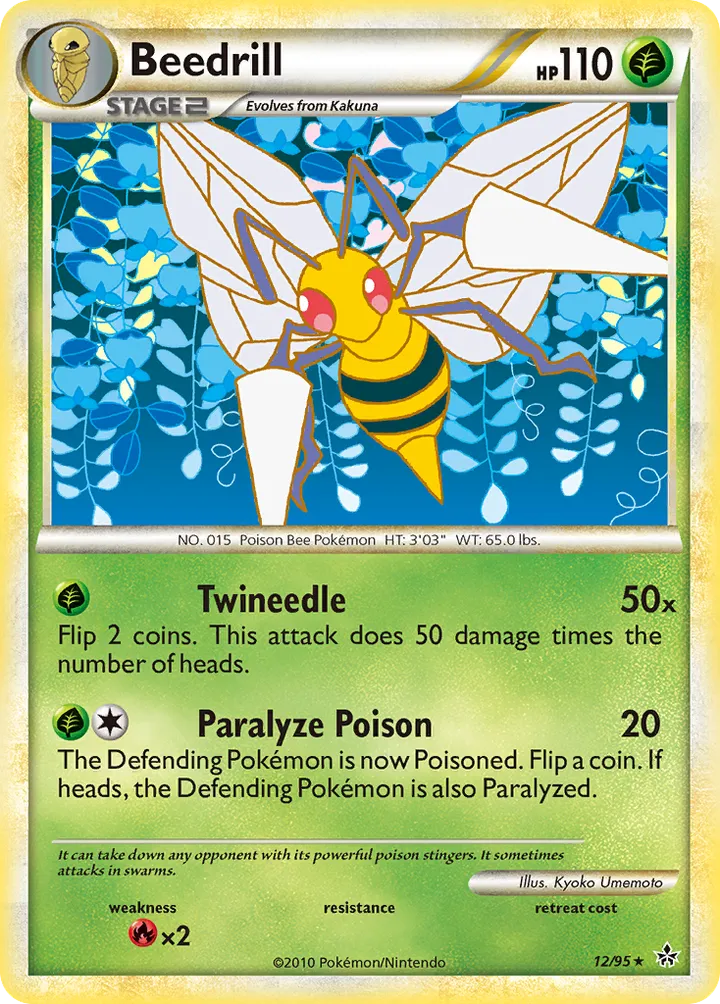 HS—Unleashed 영어판 Beedrill 12 카드 앞면