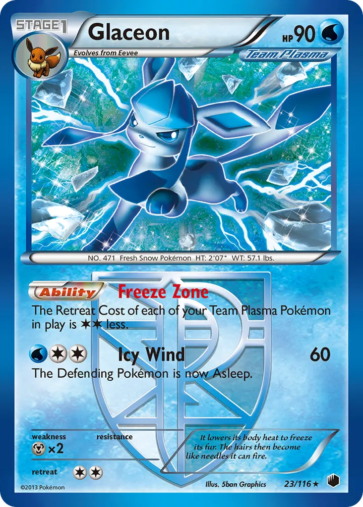 Black & White—Plasma Freeze 영어판 Glaceon 23 카드 앞면
