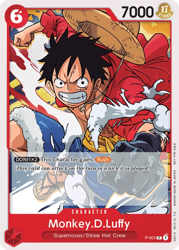 Promotion Cards 英語版 Monkey.D.Luffy P-001 · パラレル カード表面