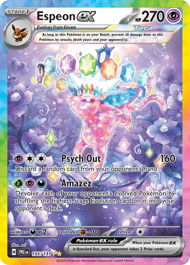 Scarlet & Violet—Prismatic Evolutions 영어판 Espeon ex 155 카드 앞면