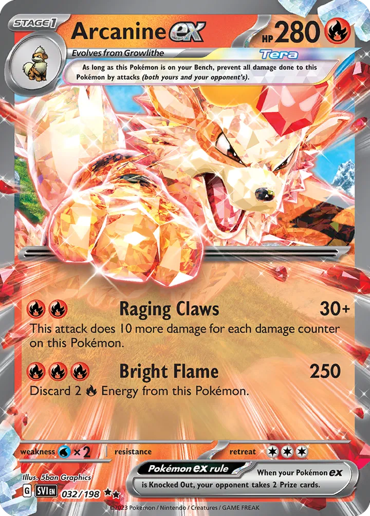 Scarlet & Violet 영어판 Arcanine ex 32 카드 앞면