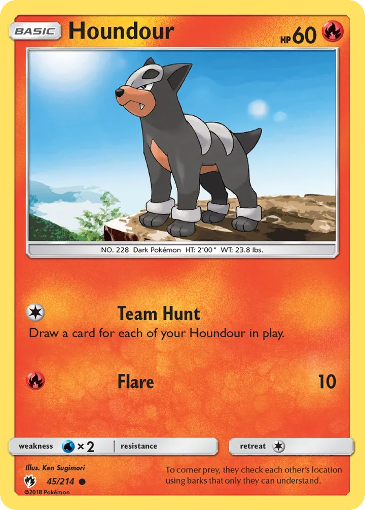 Sun & Moon—Lost Thunder 英語版 Houndour 45 カード表面