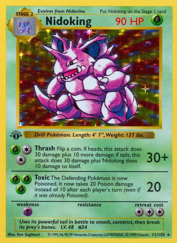 Base Set 英語版 Nidoking 11 カード表面